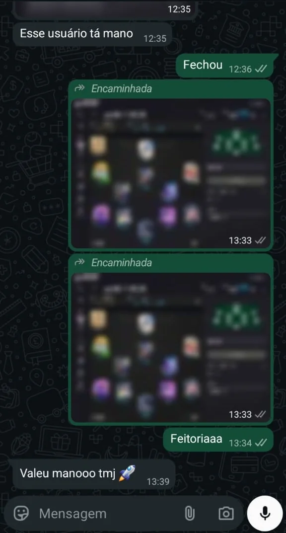 Conversa no WhatsApp: entrega concluída e cliente confirmando